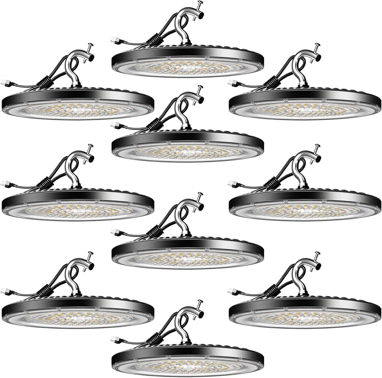 Lightdot 100W LED High Bay Light for Shop/Barn 5000K 14000LM (Eqv. to 400W HPS/MH) High Bay LED Lights with Plug for Commercial Warehouse Lighting-ETL Listed 5Pack