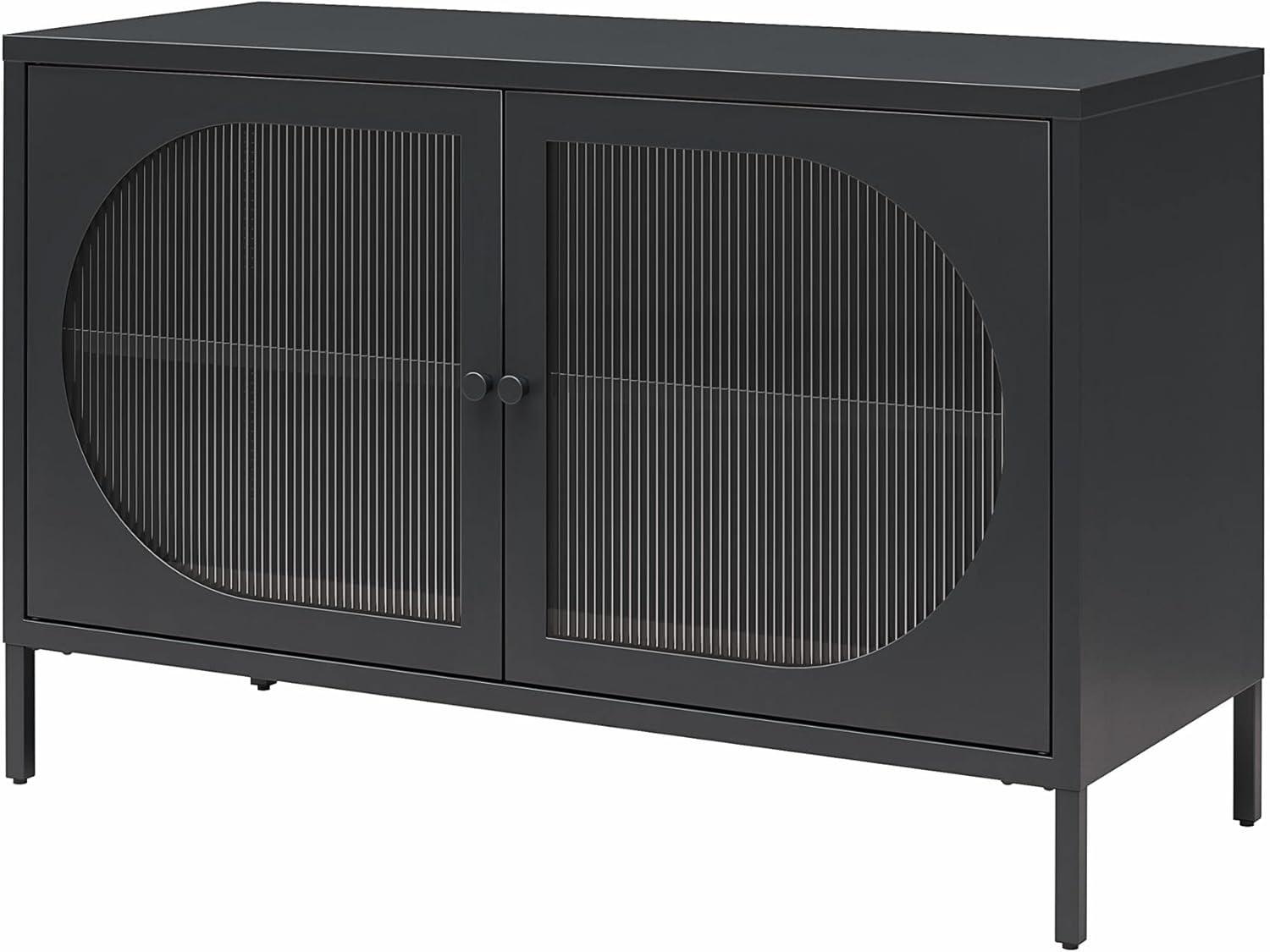 Luna 25.2'' Tall Accent Cabinet with Fluted Glass