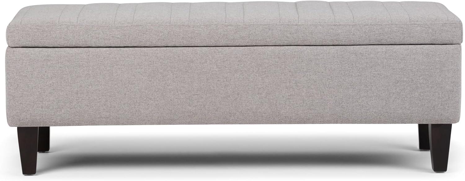 Gray Cloud Linen Rectangular Storage Ottoman with Lift-Up Lid