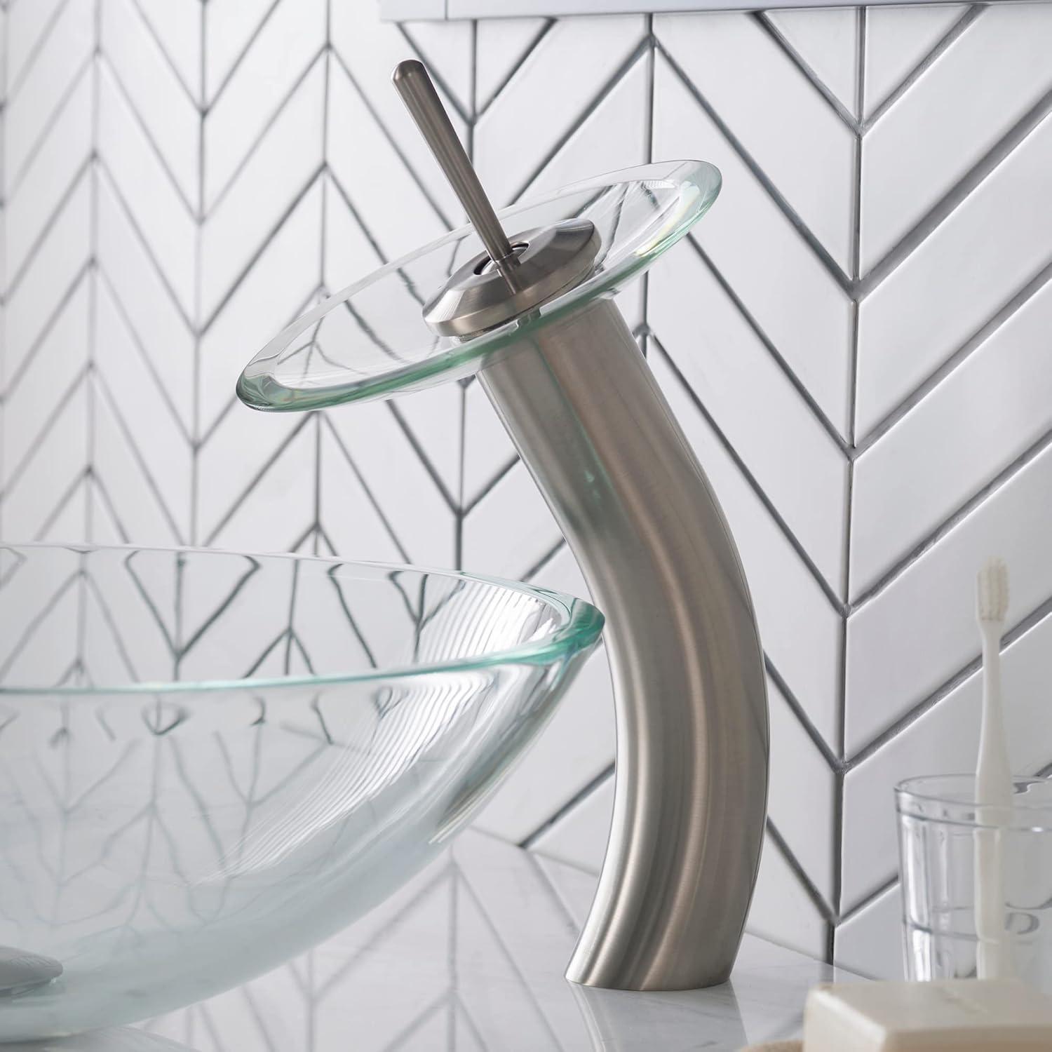 Waterfall Single Hole Single Handle Bathroom Faucet with Drain Assembly