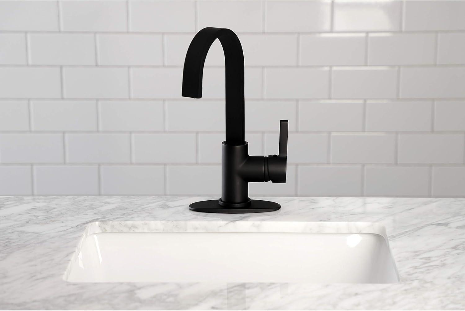 Matte Black Single-Handle Bar Faucet with High Spout