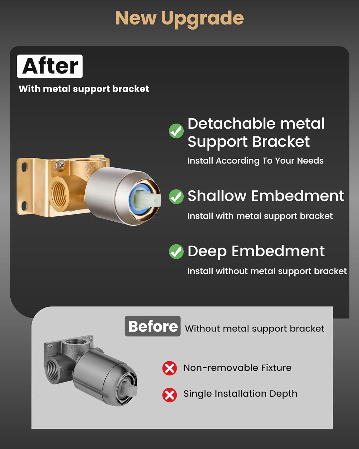 AWZTOO 10 Inch Wall Mount Shower System WIth Rough-in Valve Bathroom Shower Faucet Modern Rainfall Shower Head Combo Set Brushed Nickel Brushed,