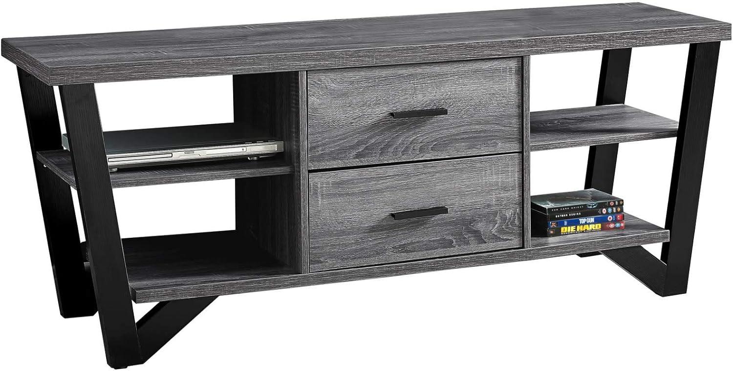 Gray and Black 60" Industrial Media Console with Storage