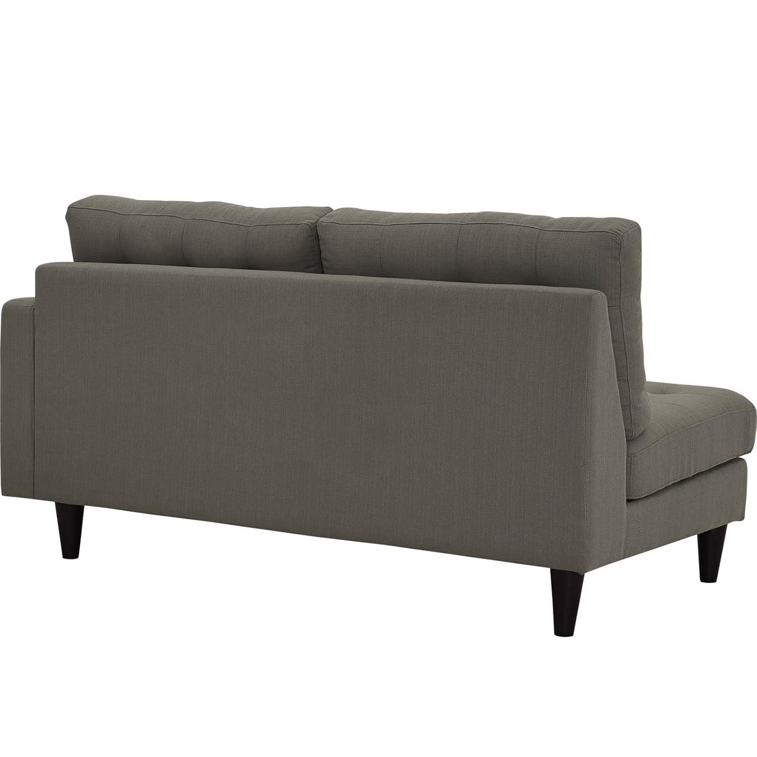 Modway Empress Right-Facing Upholstered Fabric Loveseat in Granite