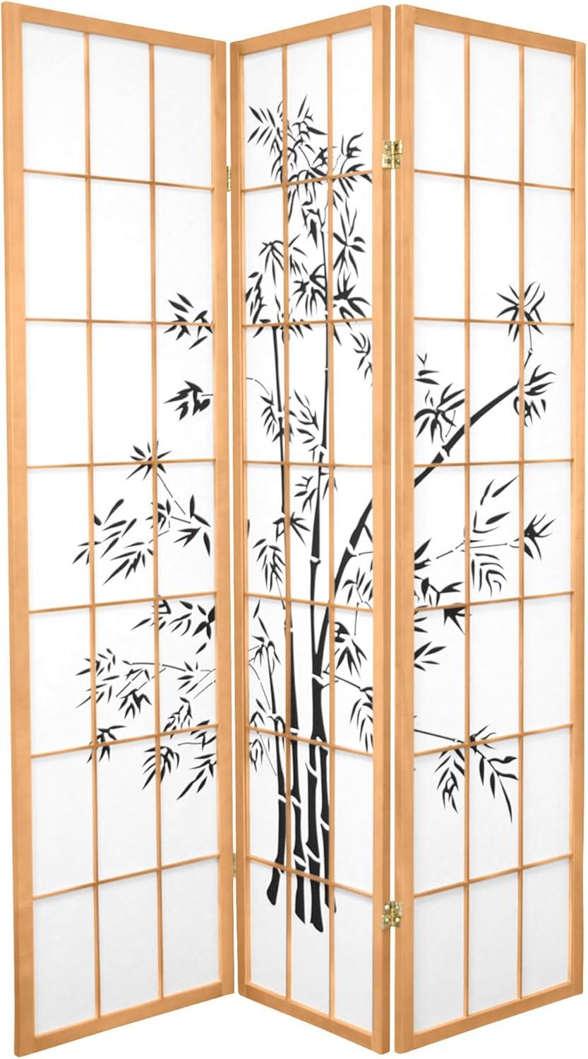 Oriental Furniture 6 Ft Tall Lucky Bamboo Room Divider, 3 panel, natural color, traditional