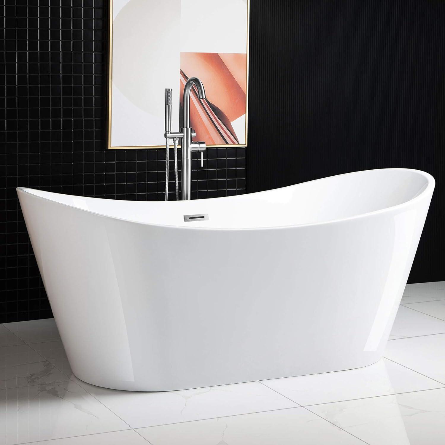 71" x 32" Freestanding Soaking Acrylic Bathtub