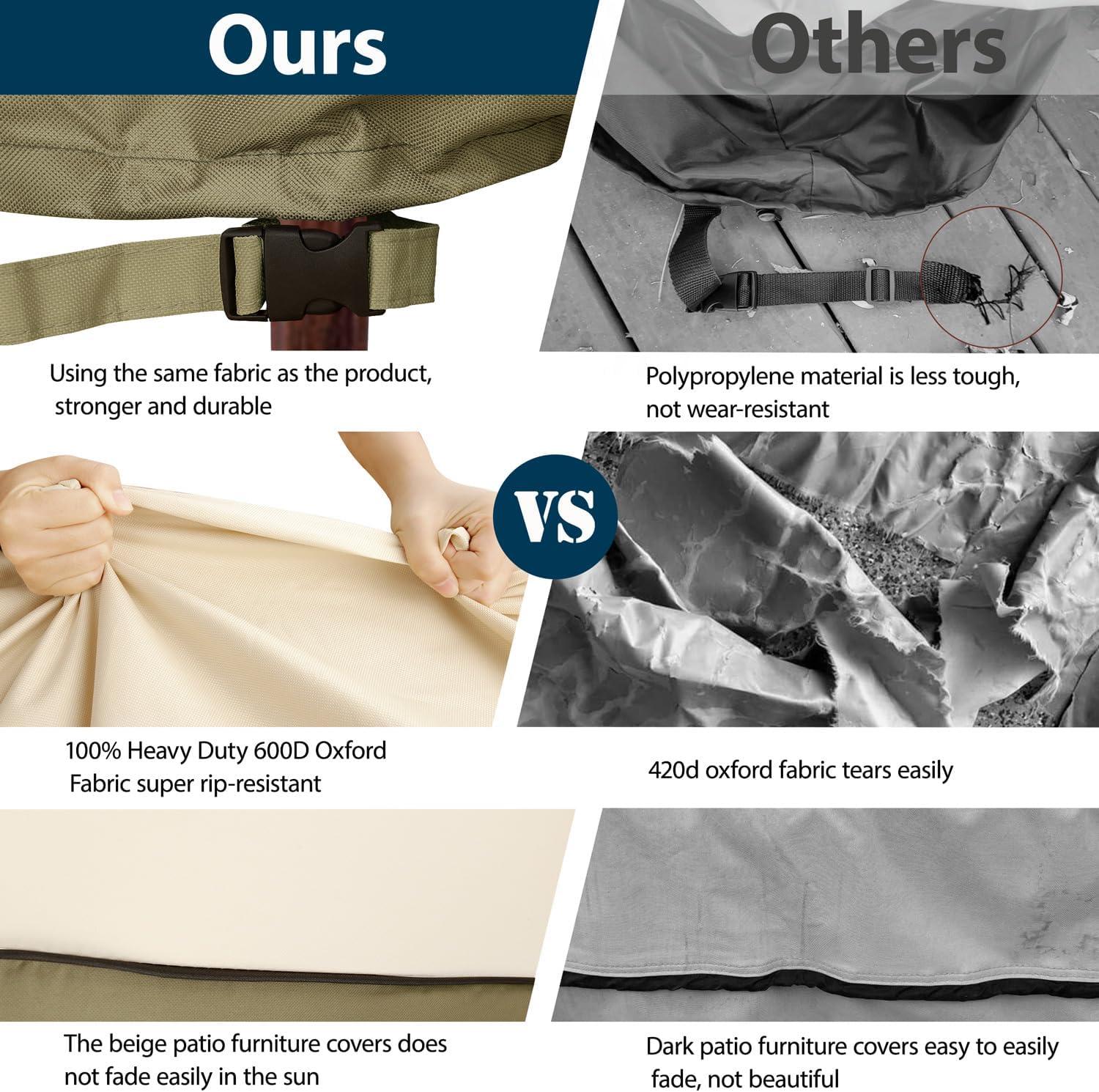 Outdoor Sectional Cover-V-Shaped Garden Patio Furniture Covers Waterproof Rip-Stop Anti-UV 600D Heavy Duty Outdoor Couch Cover with 3 Air Vents Sofa Cover 85''L 33.5''D 31''H,Beige & Reddish Brown