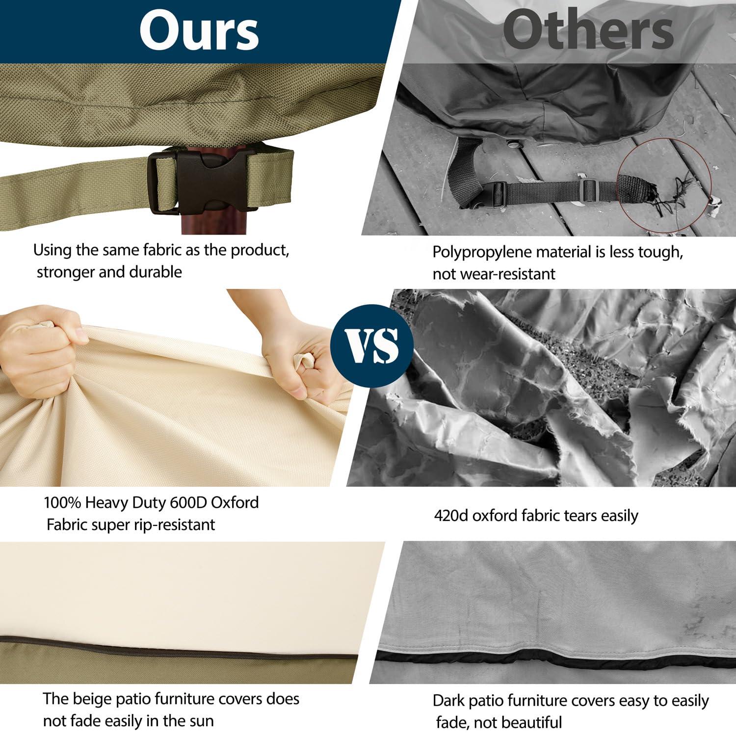 Outdoor Sectional Cover-V-Shaped Garden Patio Furniture Covers Waterproof Rip-Stop Anti-UV 600D Heavy Duty Outdoor Couch Cover with 3 Air Vents Sofa Cover 85''L 33.5''D 31''H,Beige & Reddish Brown