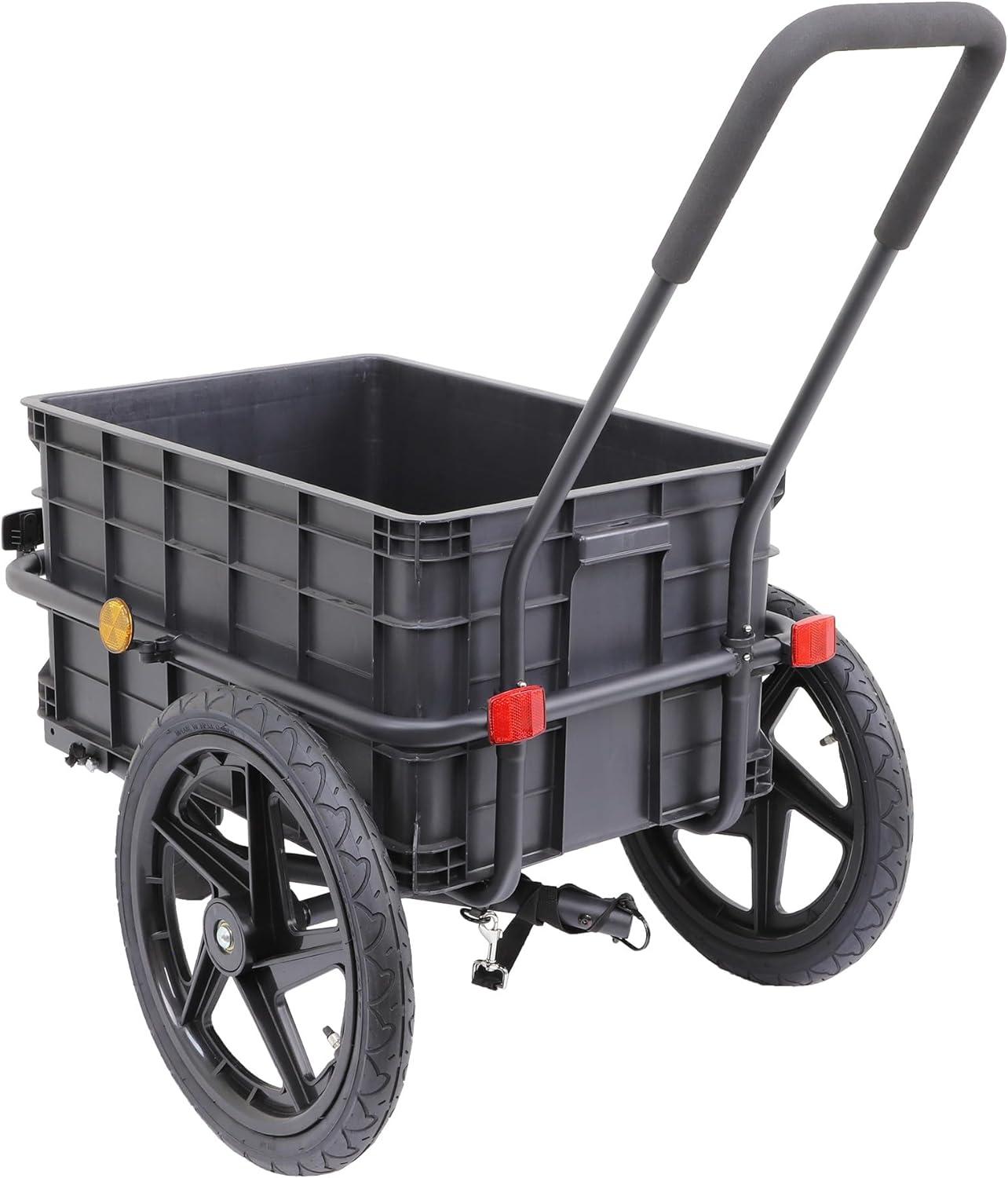 Xspec 2-in-1 Bike Cargo Trailer Pushcart with Tow Hitch and Removable Handlebar