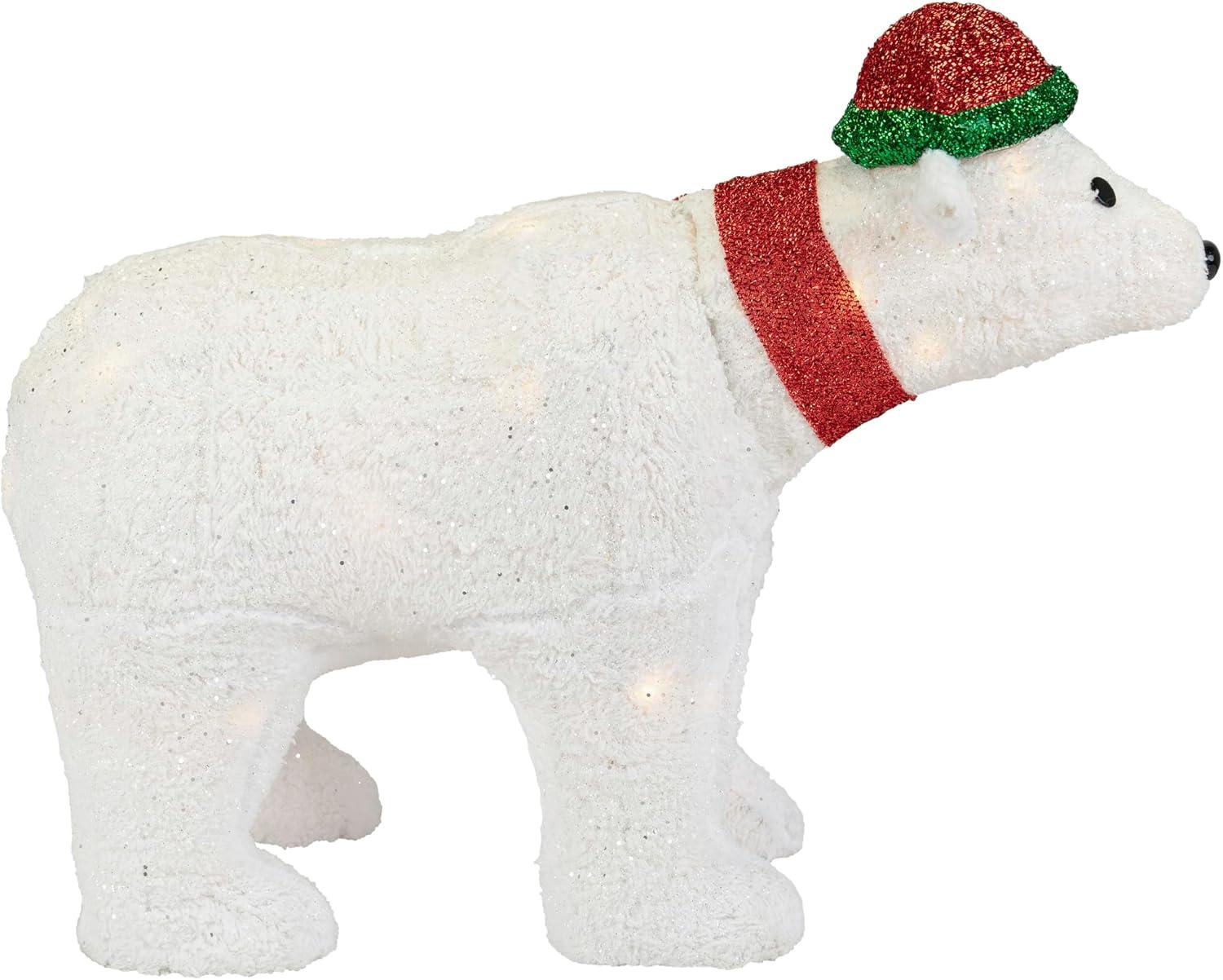 Northlight Seasonal 23" Pre-Lit White Glittered Polar Bear Outdoor Christmas Decoration