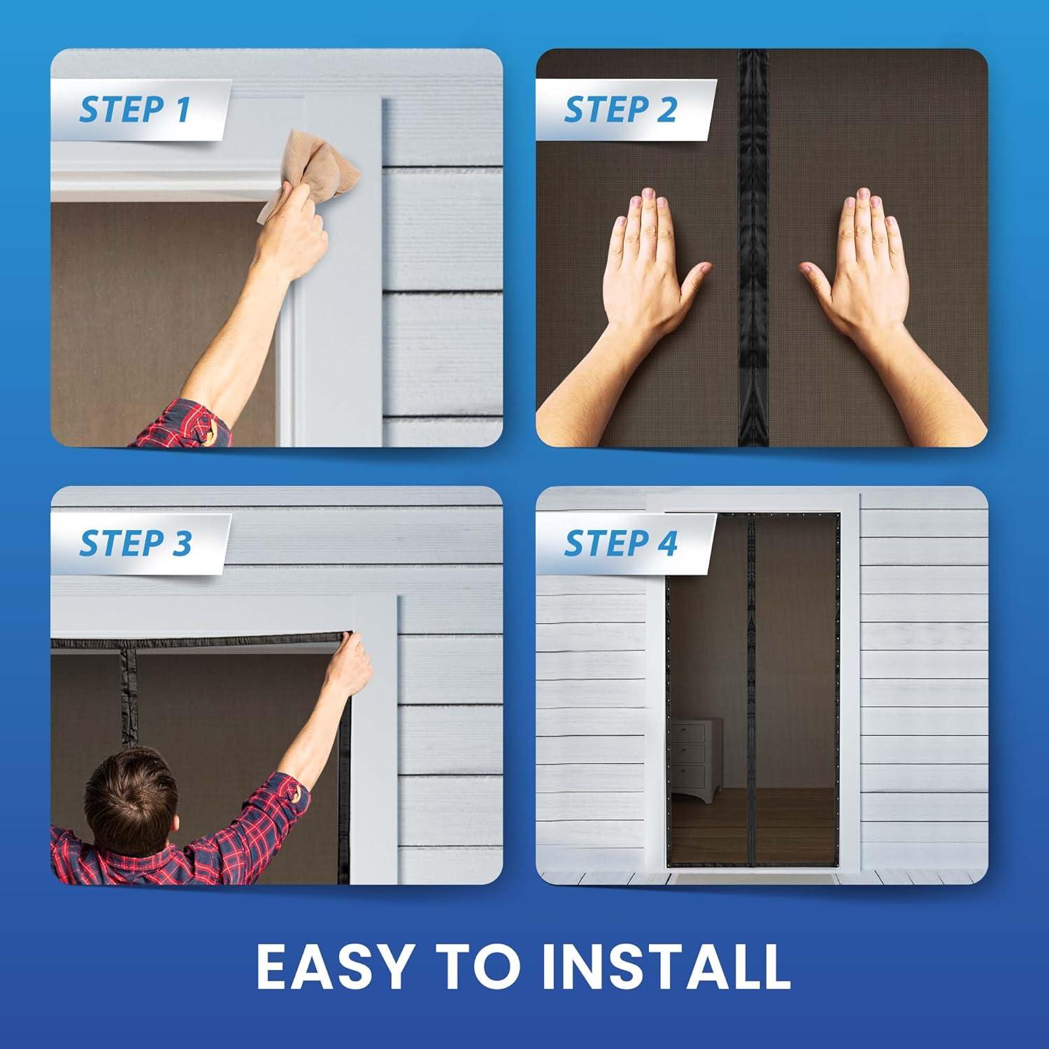 Easy Install Upgraded Magnetic Screen Door Mesh 38”x82” – Strong Magnets, Pet Tested, Keeps Bugs Out