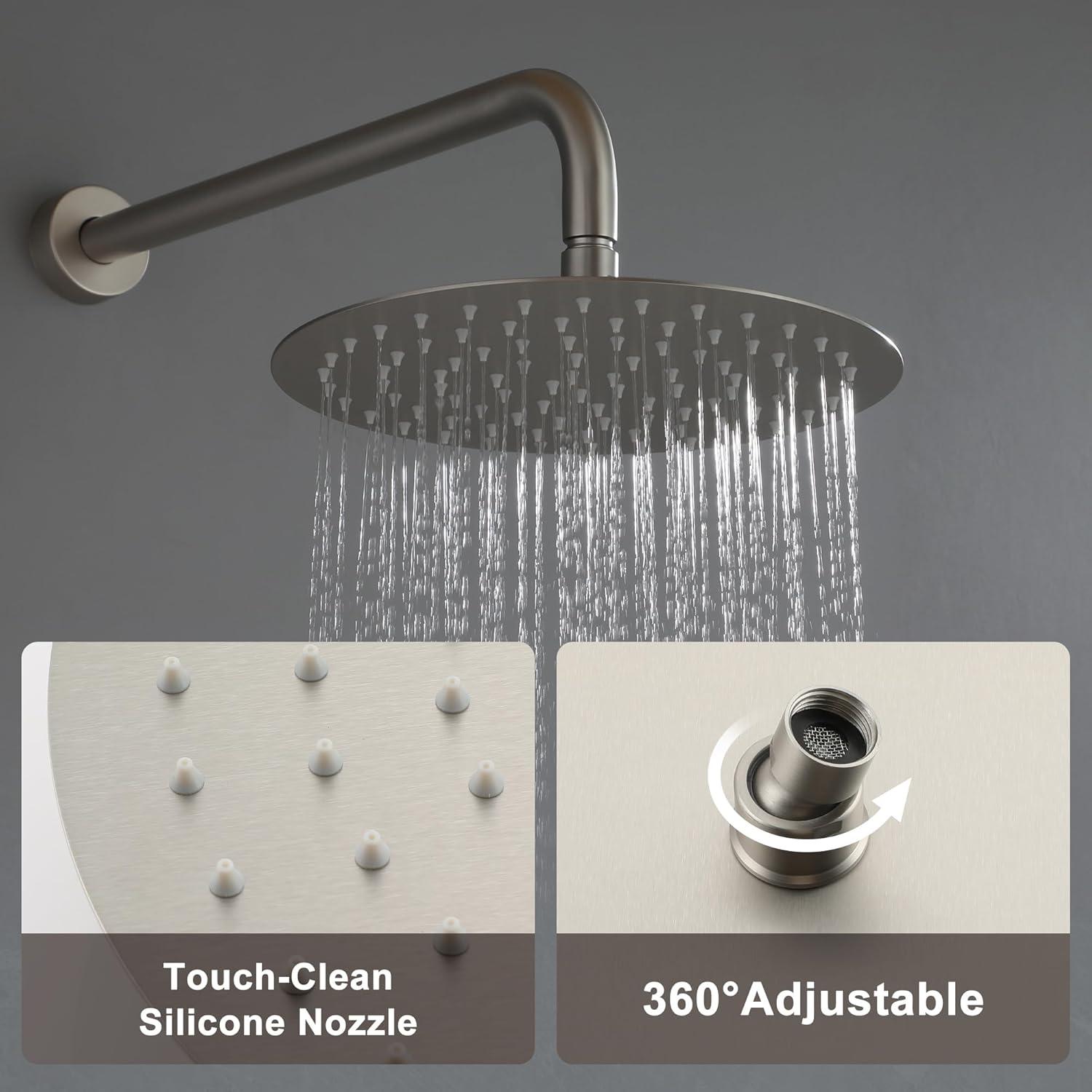 Brushed Nickel Dual Shower System with Handheld and Rain Shower Head