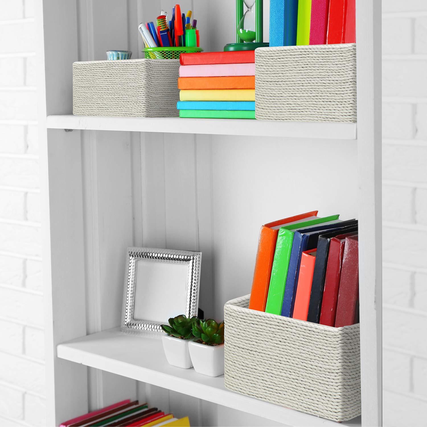 Sorbus Stackable Storage Woven Paper Rope Baskets Set of 4