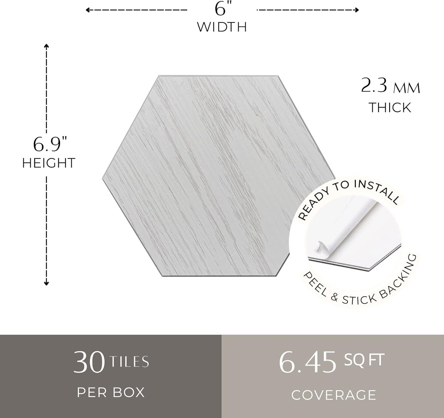 Bex 6" x 6.9" Hexagon Stone Composite Peel & Stick Wall Tile