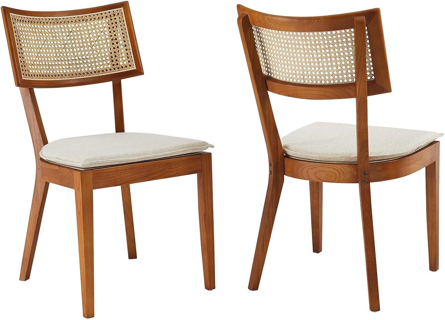 Modway Caledonia Fabric Upholstered Wood Dining Chair Set of 2