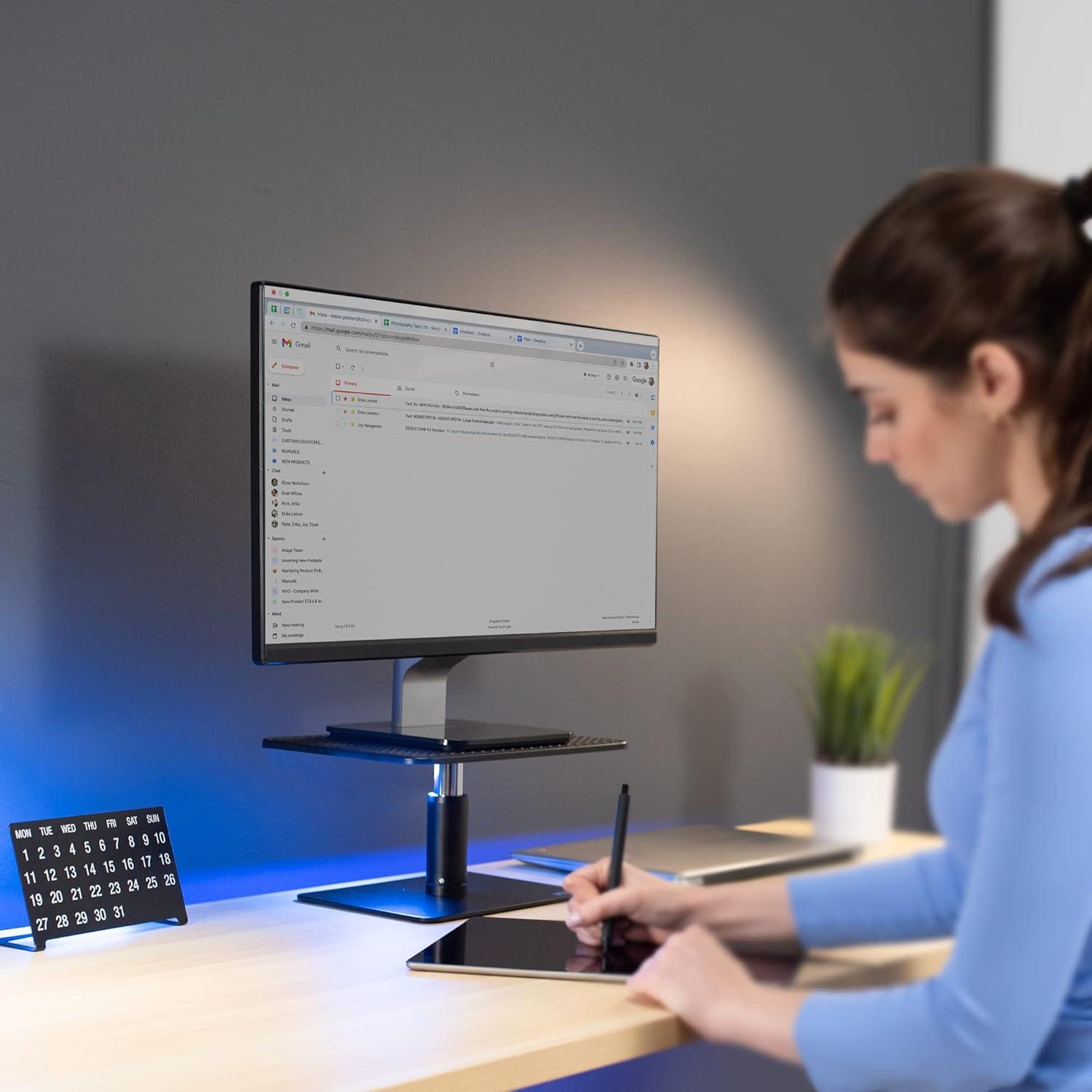 Universal Height Adjustable Ergonomic Computer Monitor and Laptop Riser Stand