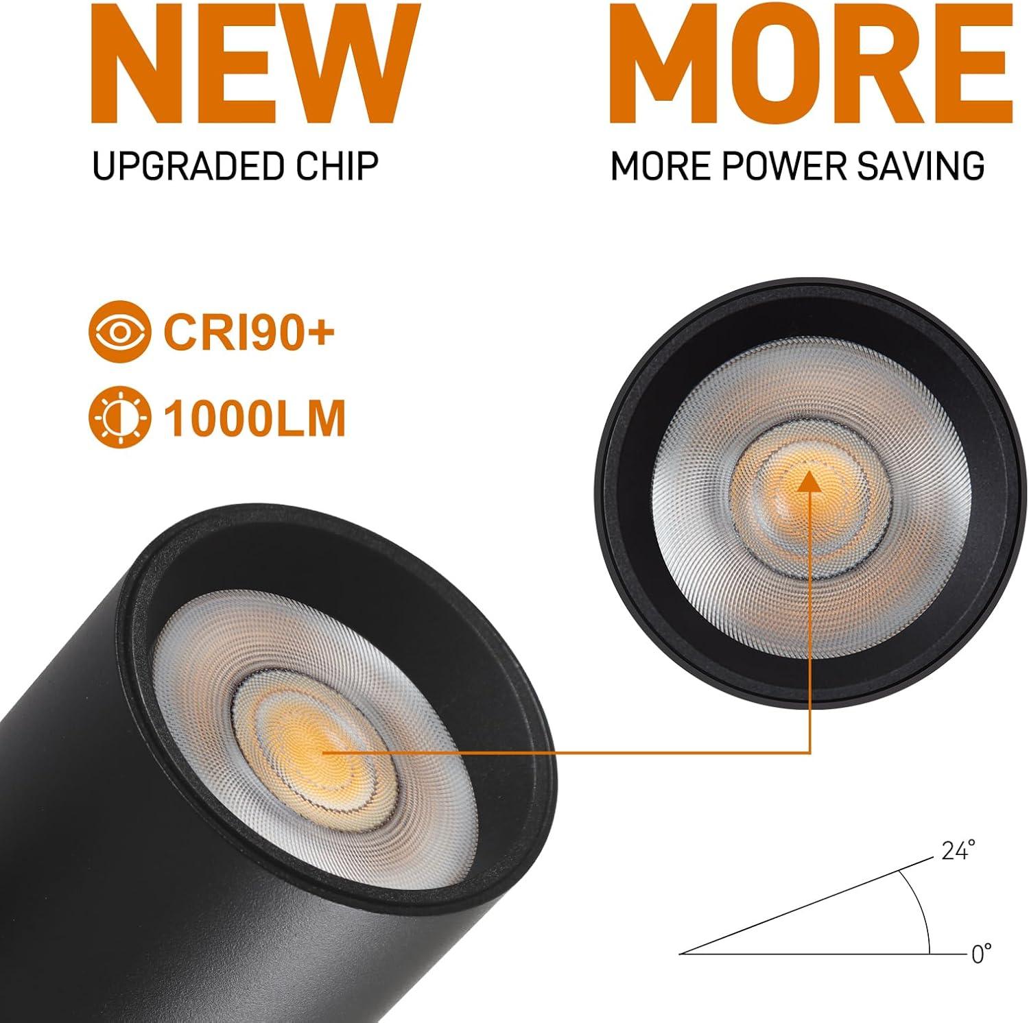 10W H Track Lighting Heads, Dimmable LED Track Lighting Heads Fixtures Bright 3000K Warm White Track Light Head for Accent Task Art, Flicker Free CRI90+ 24° 900lm (White, 4 Pack)