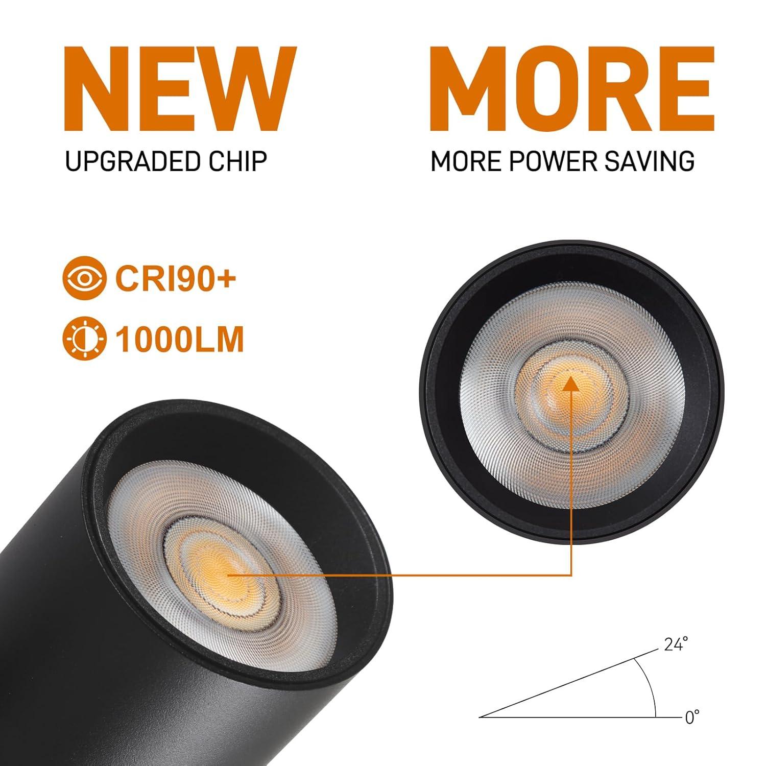 10W H Track Lighting Heads, Dimmable LED Track Lighting Heads Fixtures Bright 3000K Warm White Track Light Head for Accent Task Art, Flicker Free CRI90+ 24° 900lm (White, 4 Pack)