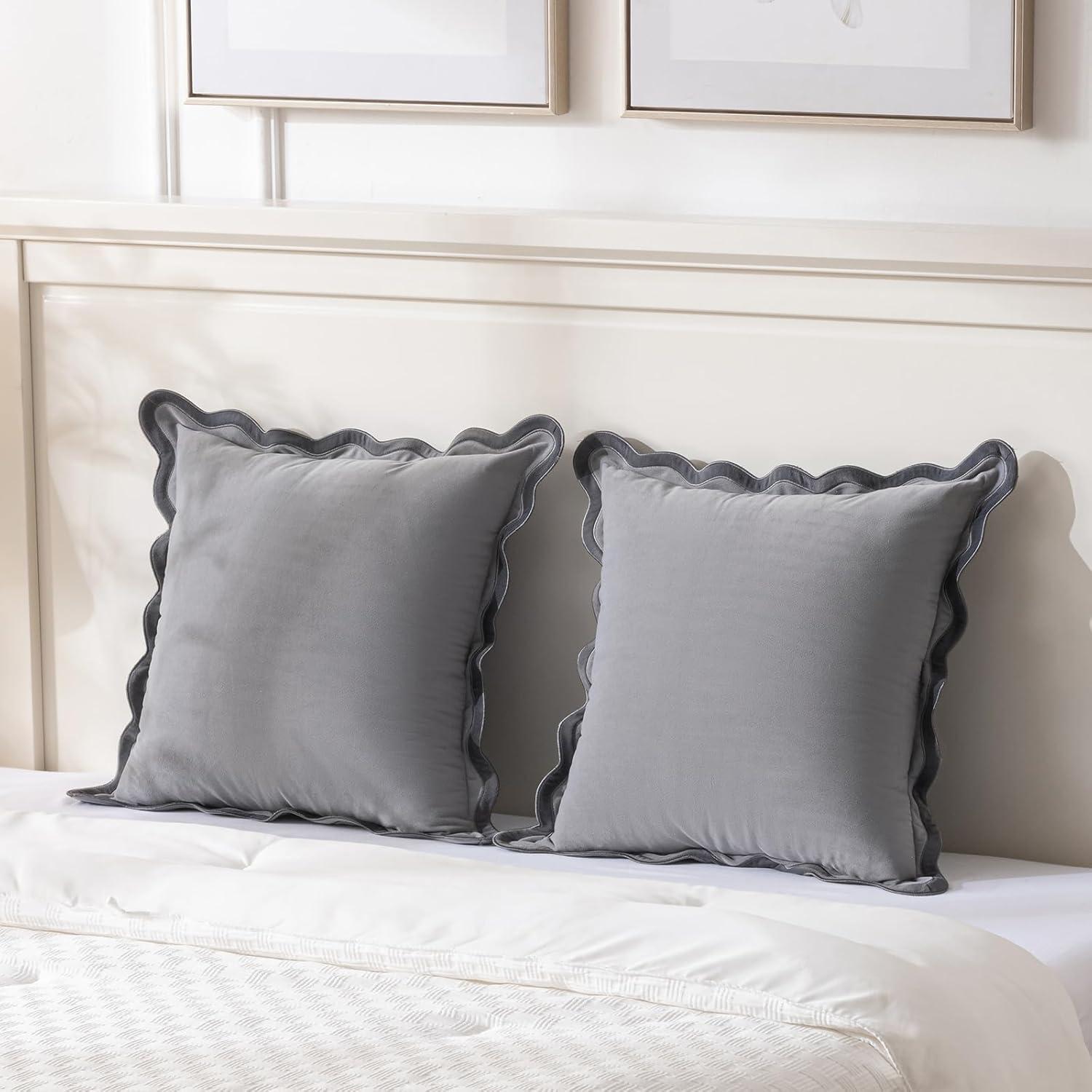 Fancy Homi 2 Packs Boho Decorative Throw Pillow Covers 18x18 Inch for Living Room Couch Bed Sofa, Rustic Modern Farmhouse Home Decor, Soft Corduroy Cream Square Cushion Case 45x45 cm