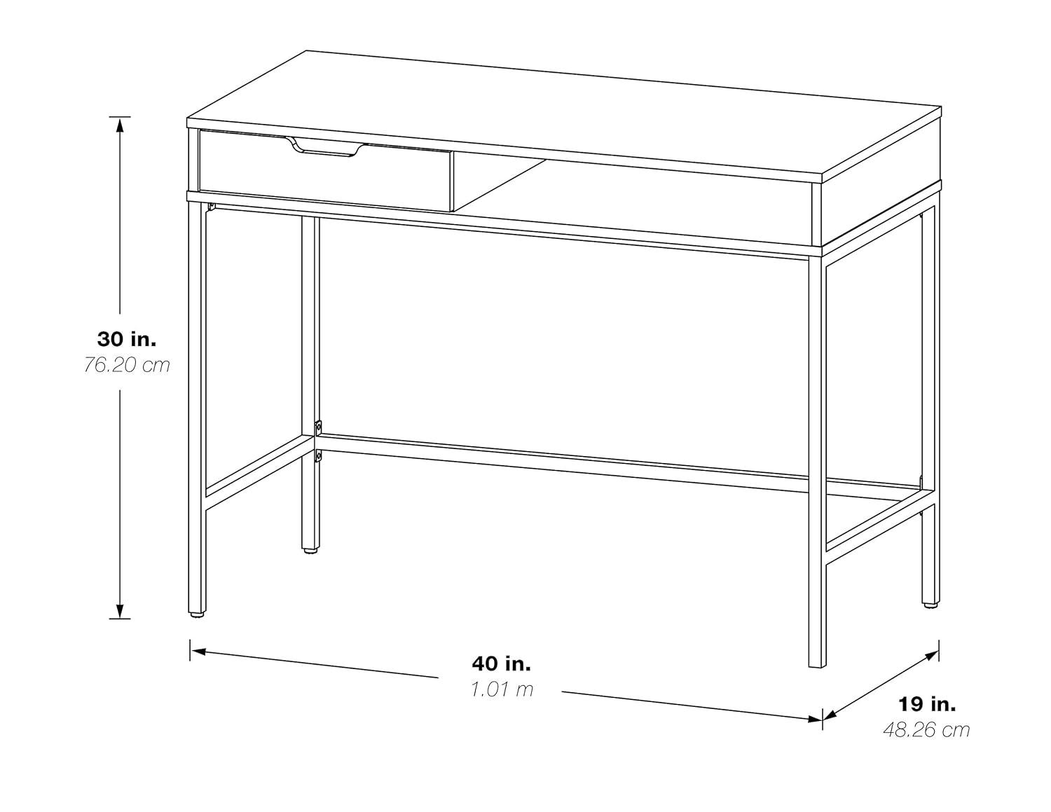 Contempo 40-Inch Desk with Drawer and Shelf in Brown Wood Grain Finish