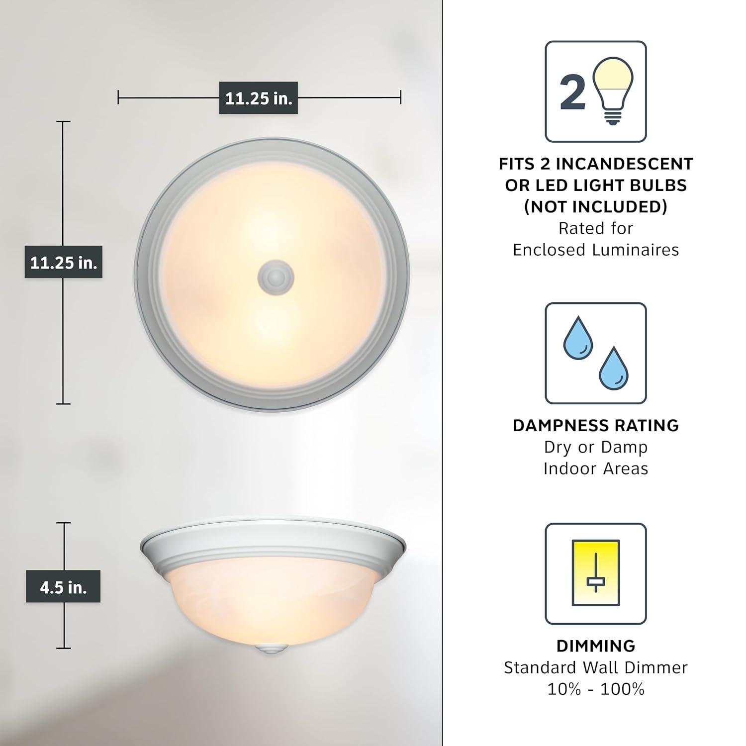 Designers Fountain 11 inch 2-Light White Flush Mount Ceiling Light, 1257S-WH-AL