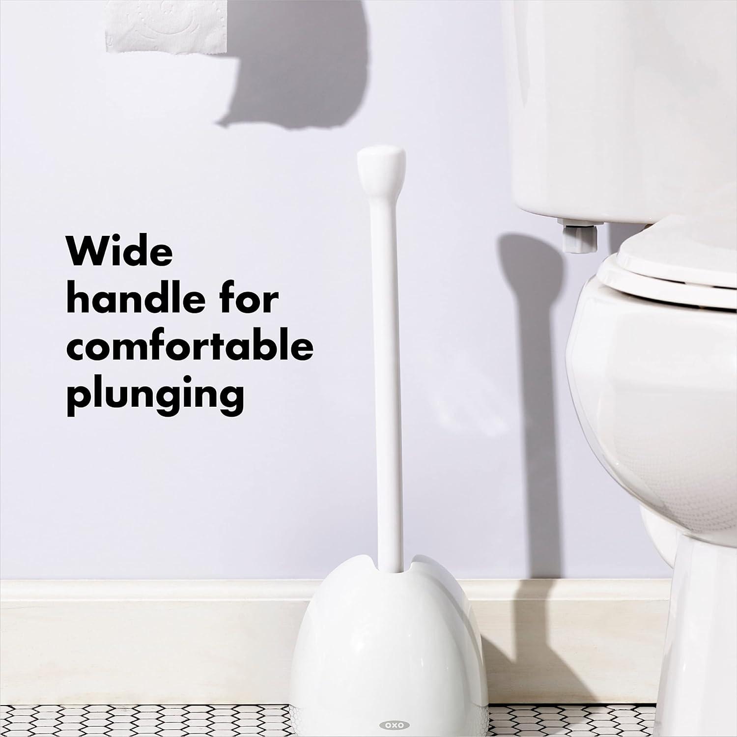 White Manual Toilet Plunger with Cover Set