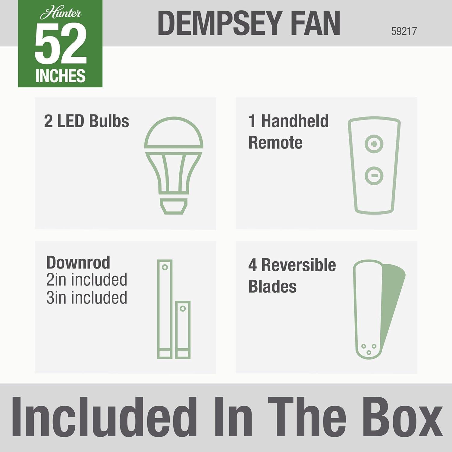 52" Dempsey 4 - Blade LED Standard Ceiling Fan with Remote Control and Light Kit Included