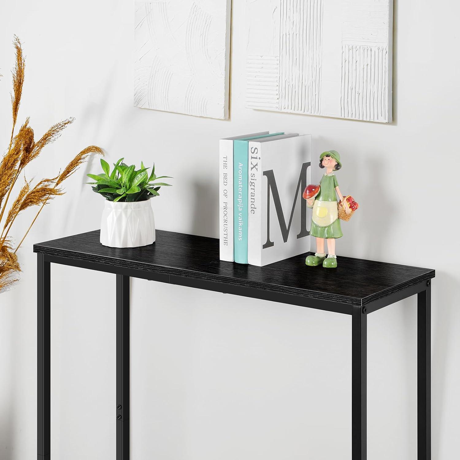 HOOBRO Narrow Console Table 29.5" Entryway Small Sofa Side Display Hallway Bedroom Foyer Black BK75XG01