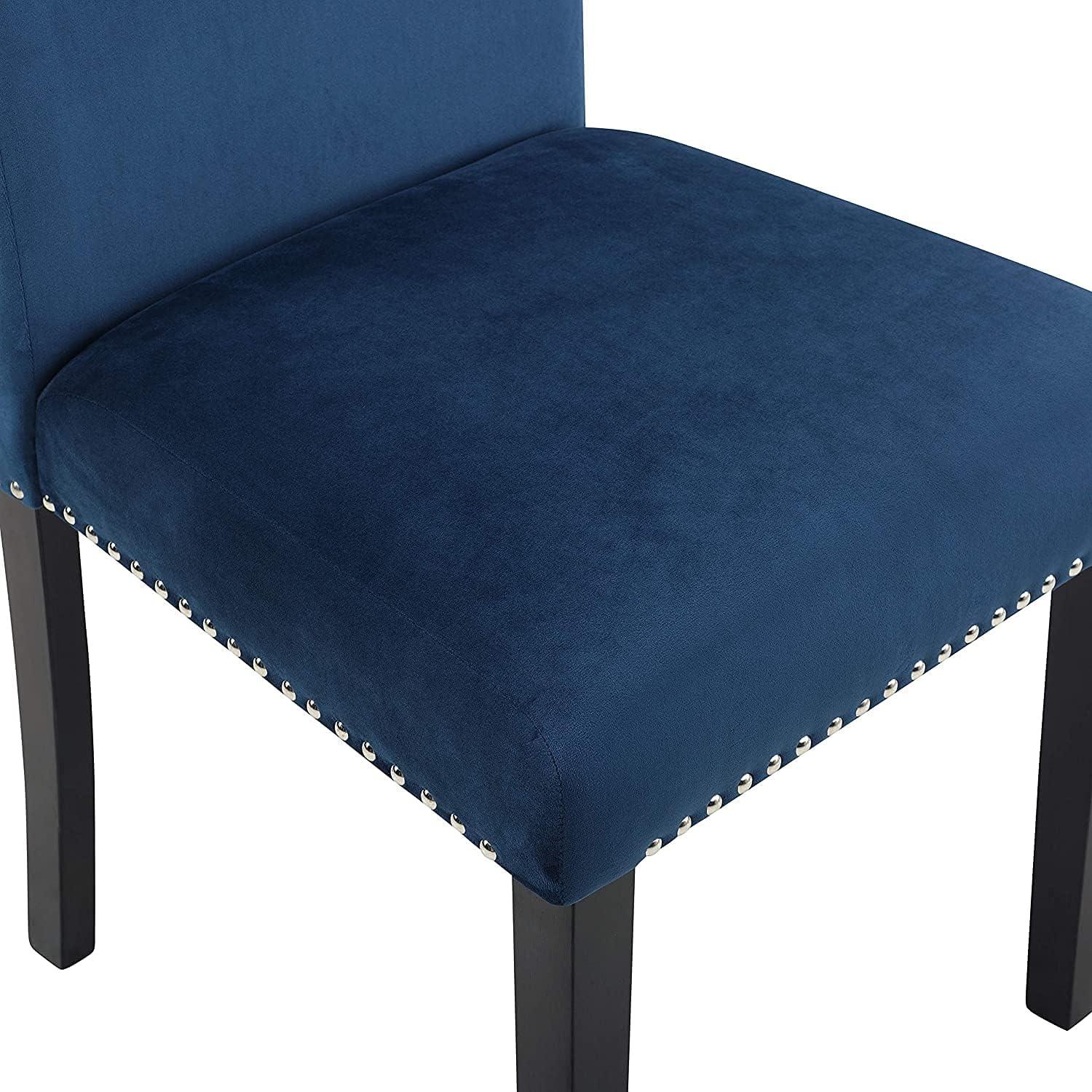 Celeste Transitional Blue Velvet Upholstered Parsons Side Chair