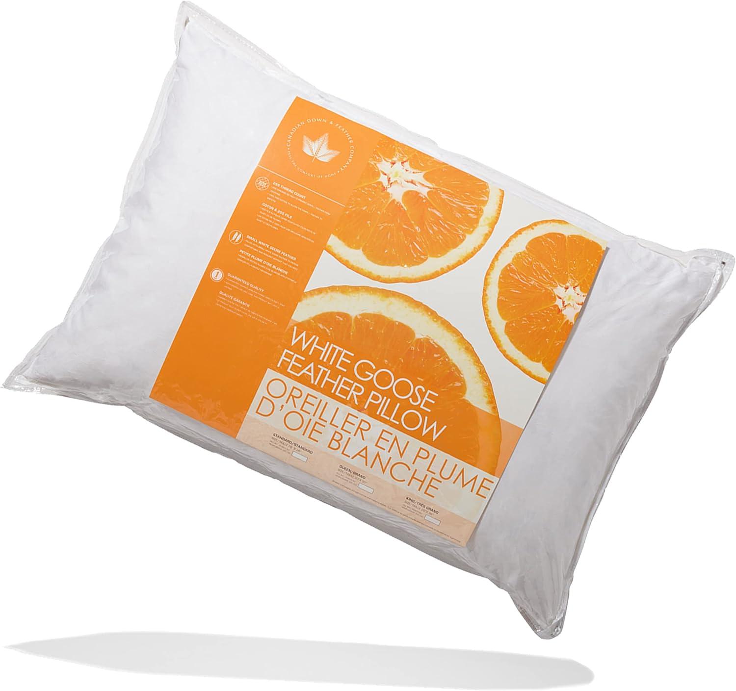 Standard White Goose Feather Medium Support Pillow