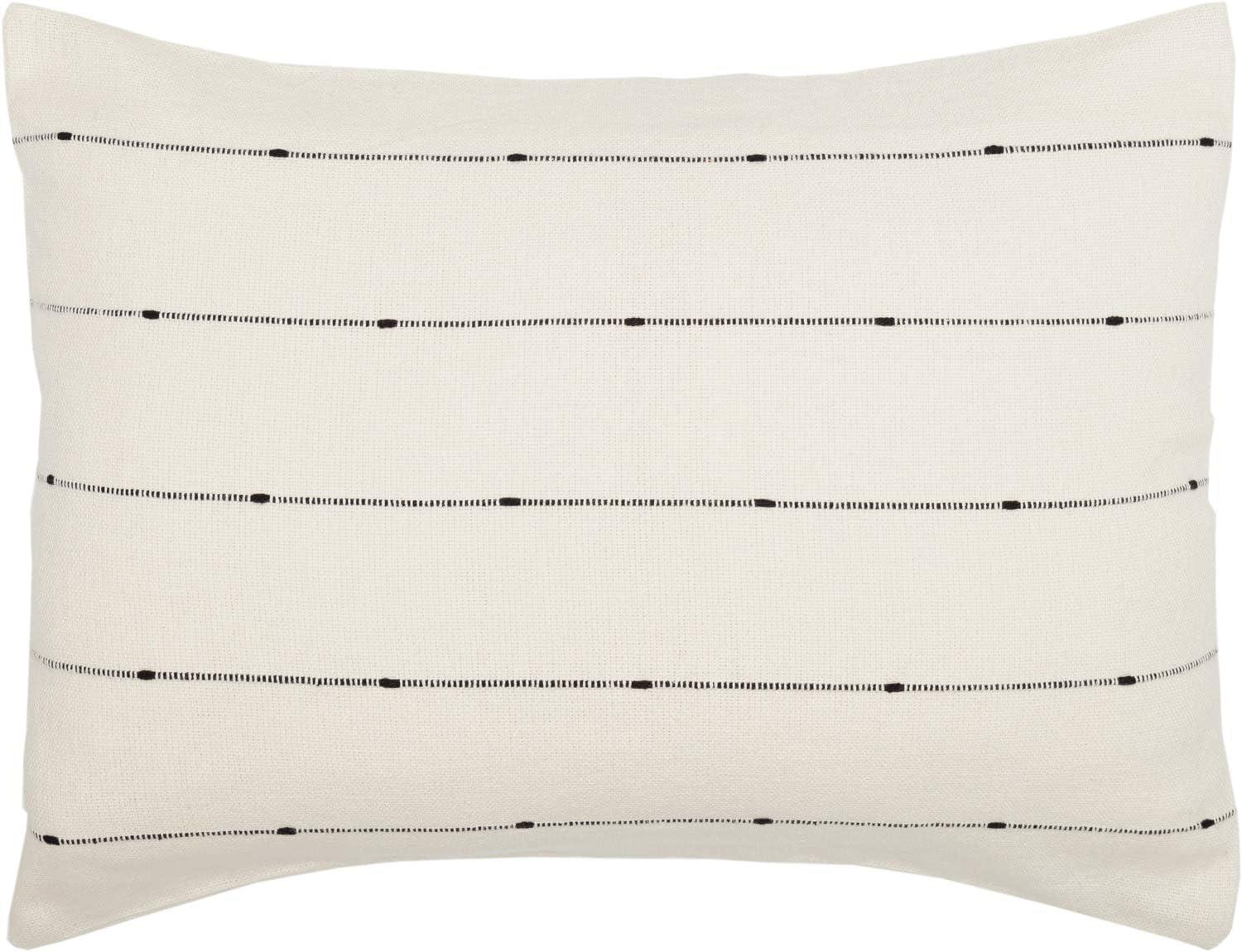 Piper Classics Farmcloth Stripe Standard Pillow Sham, 21" x 27", Natural Cream Woven w/ Black, Cotton