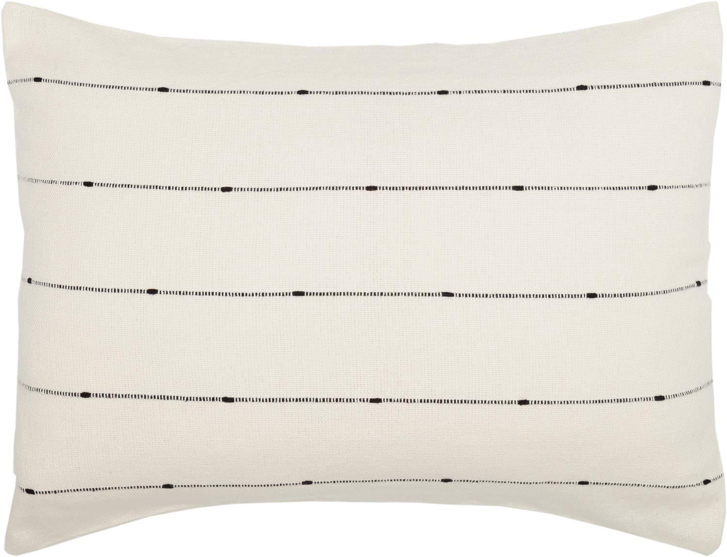 Piper Classics Farmcloth Stripe Standard Pillow Sham, 21" x 27", Natural Cream Woven w/ Black, Cotton