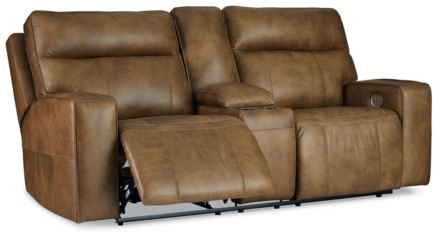 Roman 102'' Smoke Gray Faux Leather Power Reclining Sofa