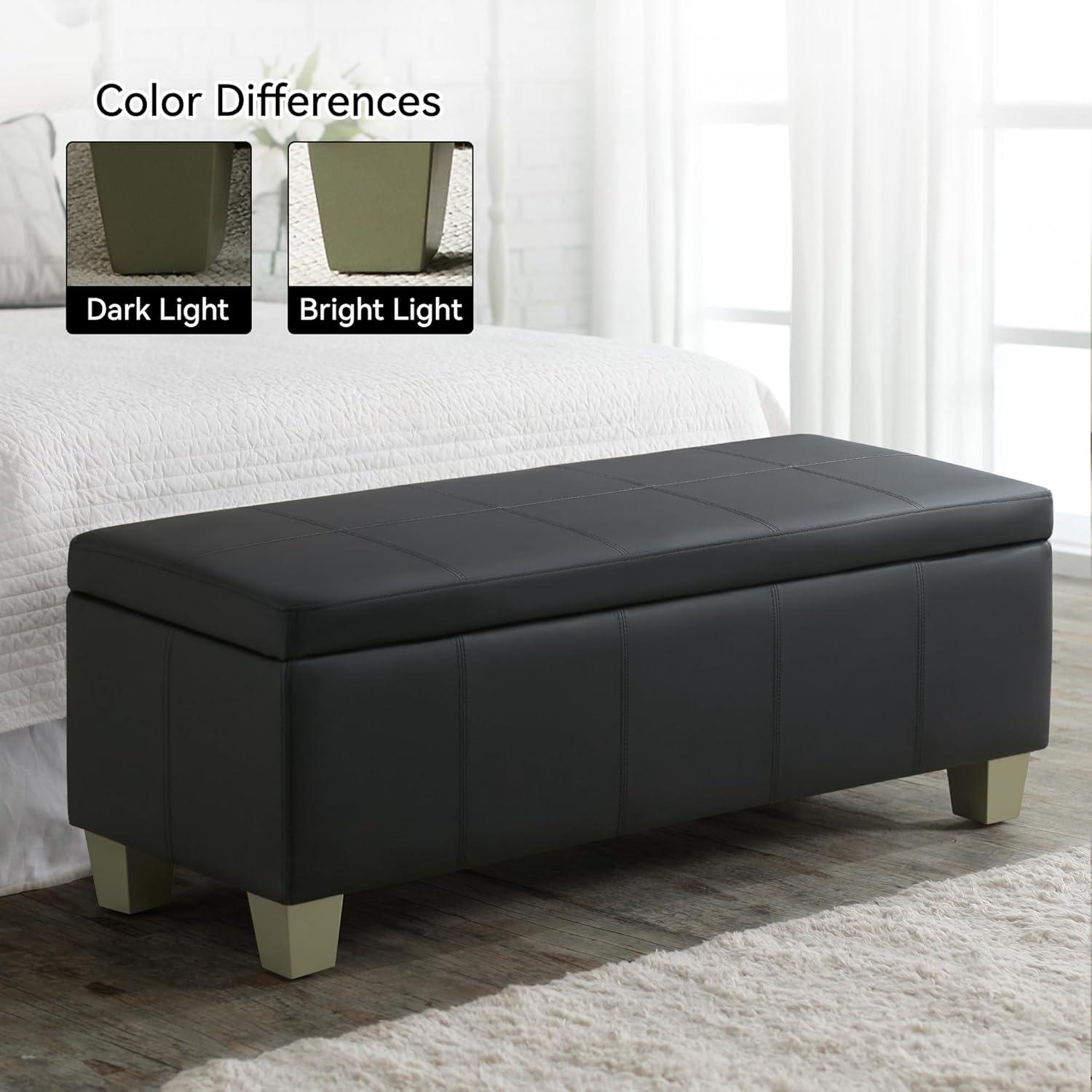 Ebern Designs Faux Leather Upholstered Storage Bench | Wayfair