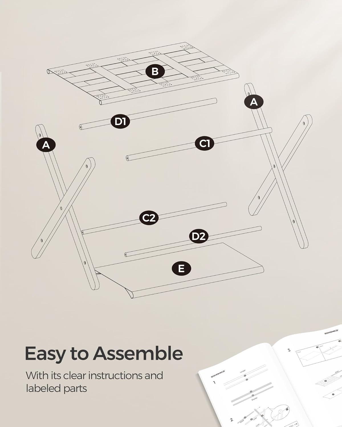 Black Steel Folding Luggage Rack with Storage Shelf, Set of 2