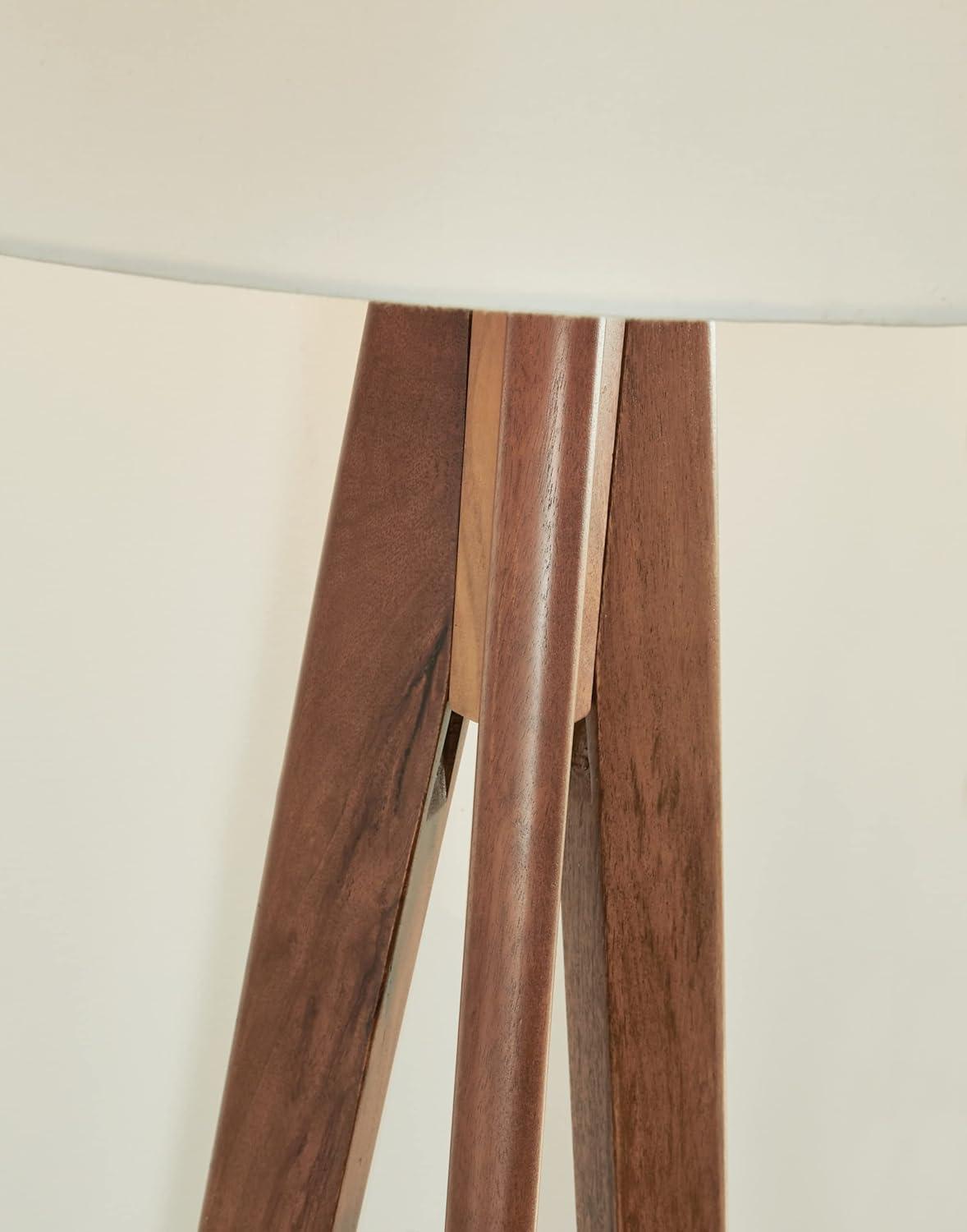 Contemporary Tripod Floor Lamp in Brown with Drum Shade