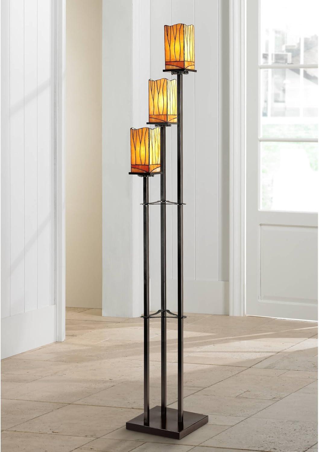 Sedona Mission Bronze 72" Tiffany-Style LED Floor Lamp with Art Glass Shade