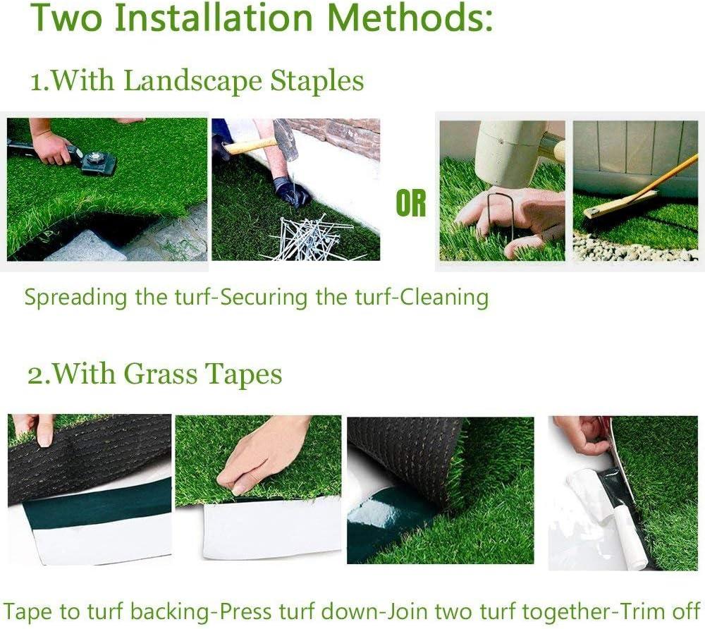 Realistic Green Artificial Grass Mat with Drainage Holes, 5x8 ft