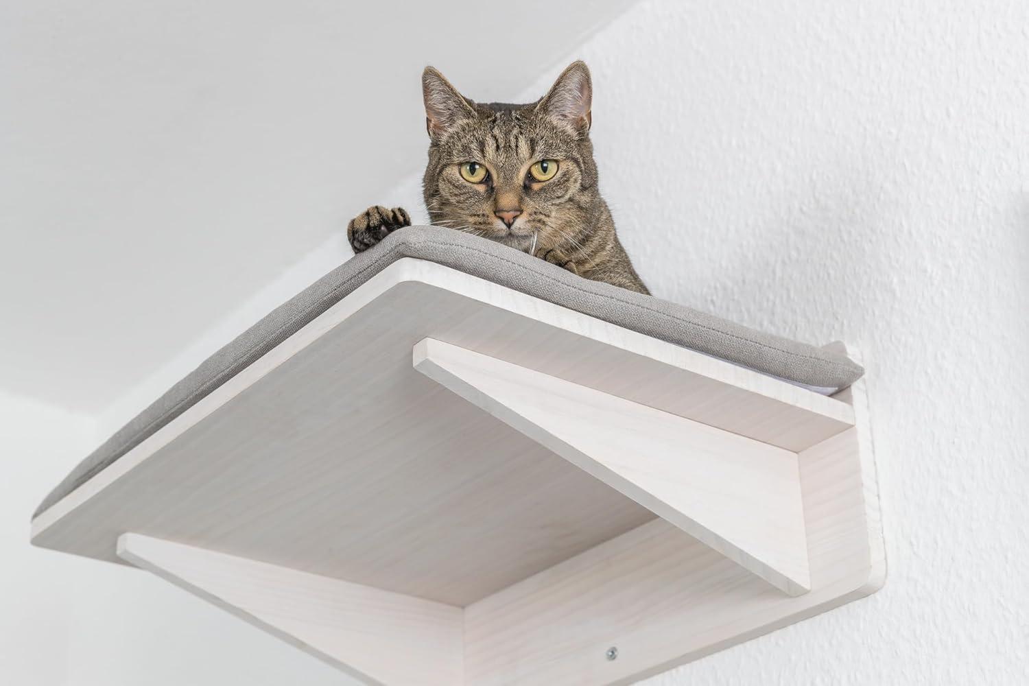 TRIXIE TRIXIE Wall Set 6 Wall Mounted Cat Climbing System, 3 Scratching Posts Goes Around Corners, 3 Platforms, 1 Step