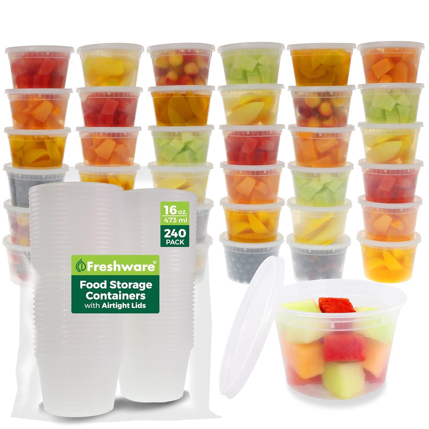 Freshware Contenedores de Almacenamiento de Alimentos Contenedores de Plástico con Tapas, Limo, Sopa, Contenedores de Preparación de Comidas / Libre de BPA / Apilable / a Prueba de Fugas / Microondas/lavavajillas/seguro para Congelador