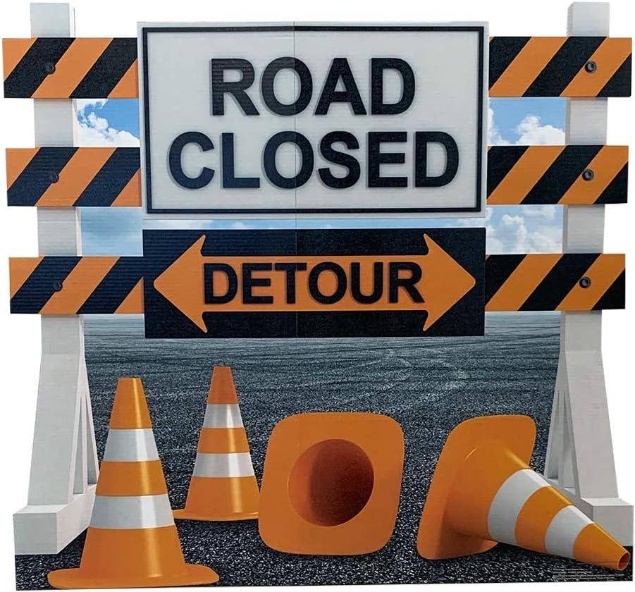 Lifesize Road Closed Detour Sign Cardboard Cutout Standup