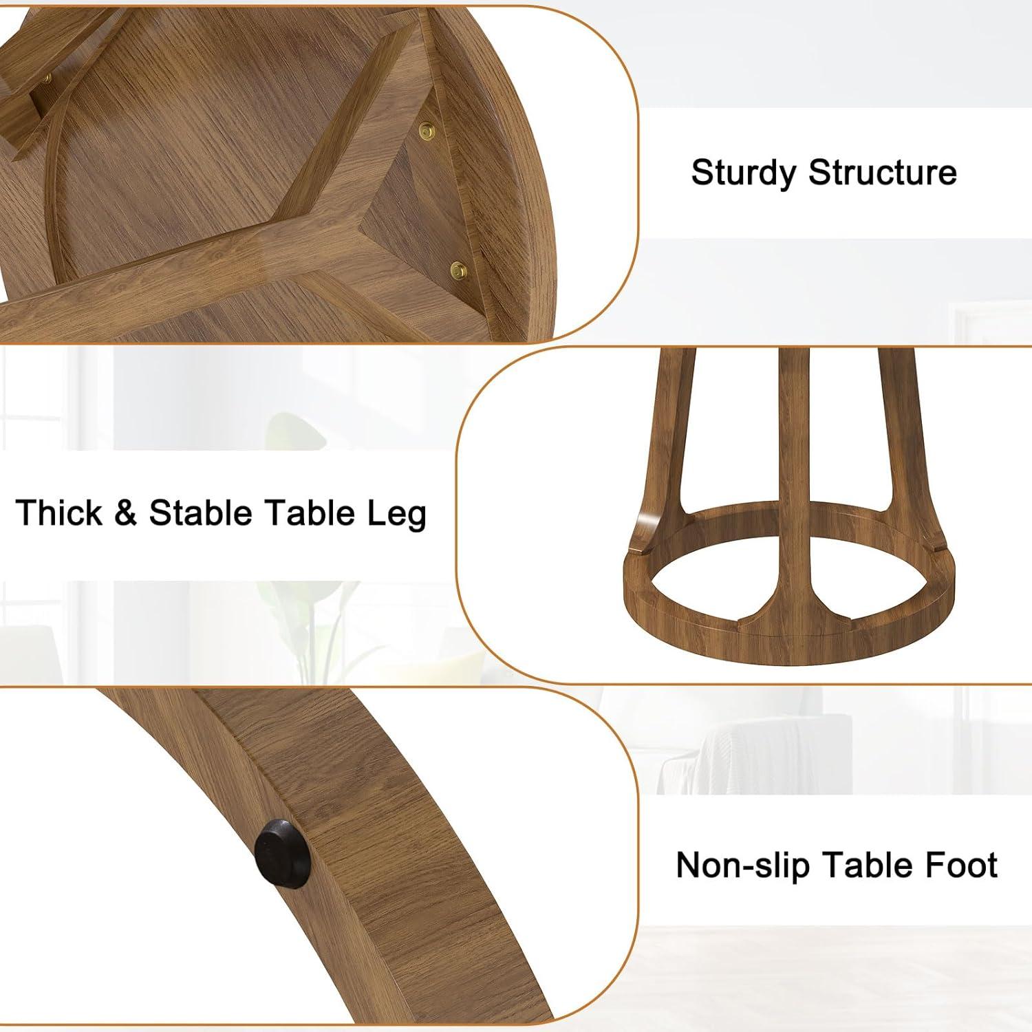 Kinbor Accent Wood Farmhouse End Table Side Tables Nightstand Natural Tray Top and Legs, White