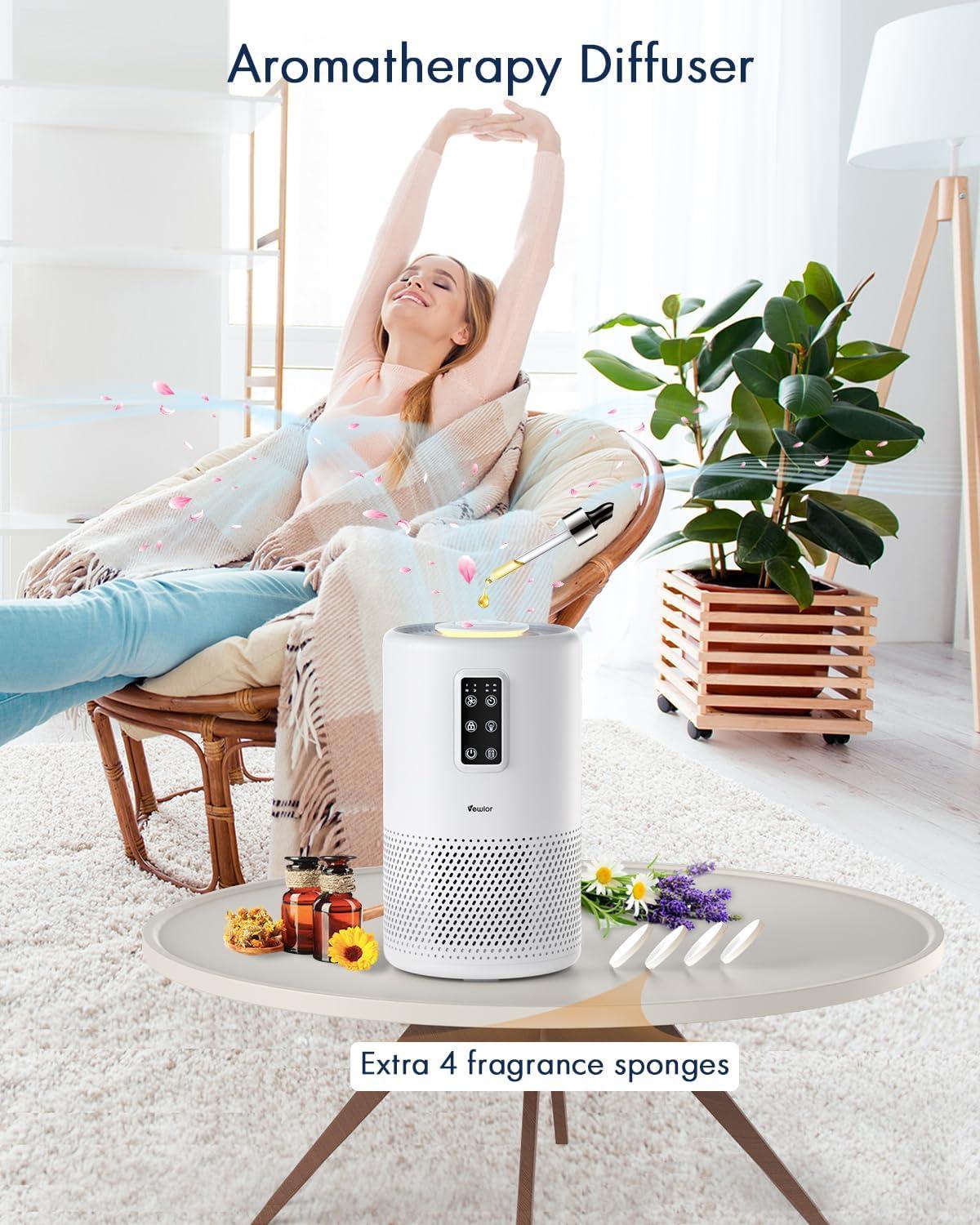 White HEPA Air Purifier with Odor Absorbing Filter