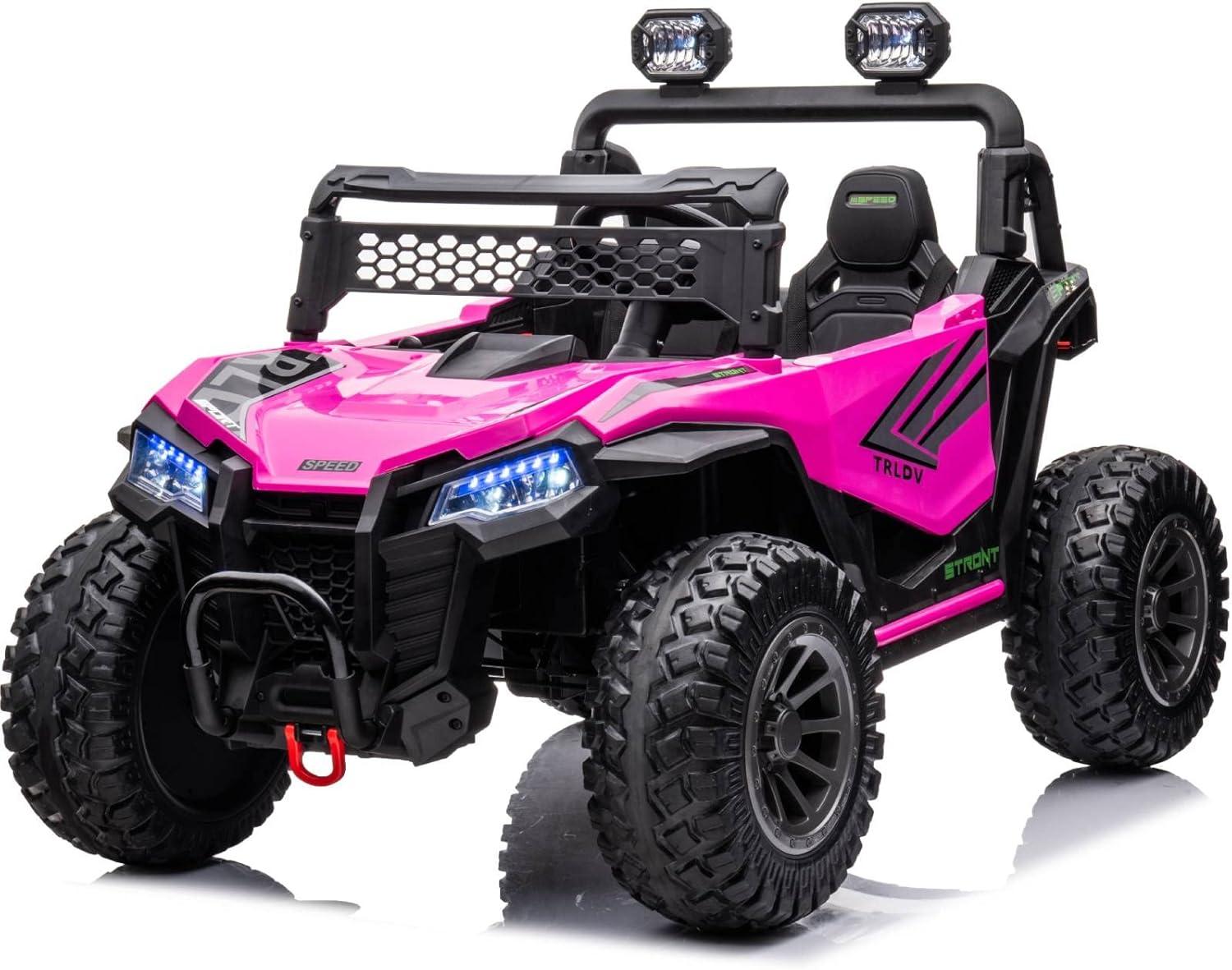 VIBESPARK 24V Kids Powered Ride on Car, 2WD/4WD Switchable Ride on UTV Car with 3-Speed Remote Control, Electric Toy Cars, Bluetooth, USB, LED Lights, Storage Space