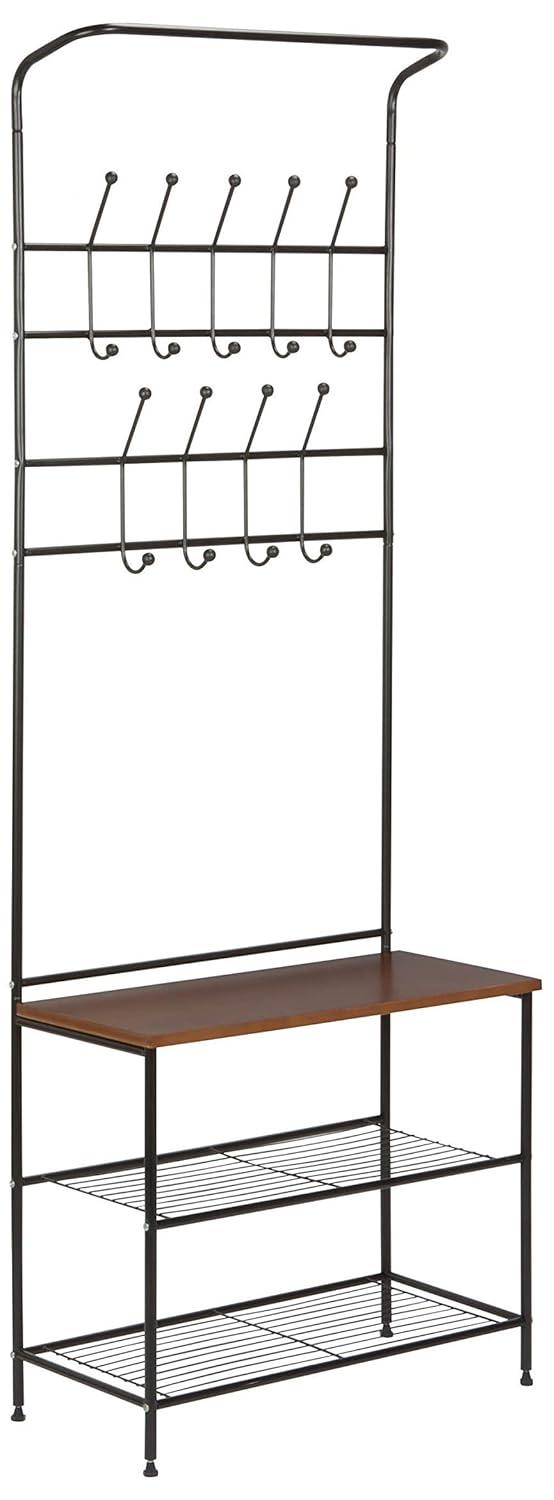 Honey-Can-Do Entryway Storage Valet, 25.75" L x 12.25" W x 70.25" H, Black