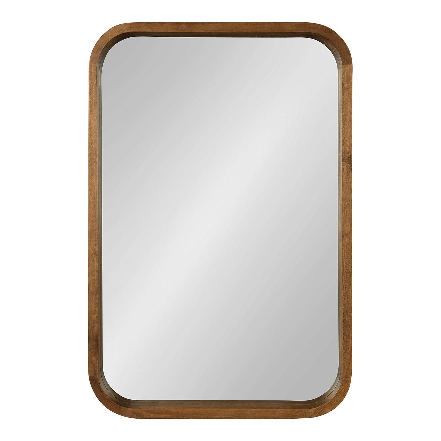 Kate & Laurel All Things Decor 20" x 30" Hutton Wood Framed Rectangle Decorative Wall Mirror Rustic Brown : Poplar, Modern Design