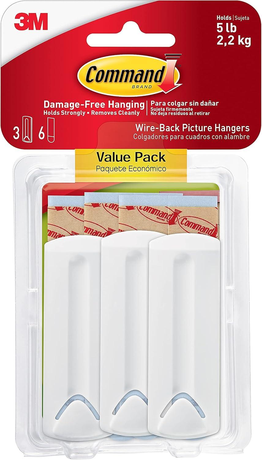 Large White Plastic Wire-Backed Picture Hangers