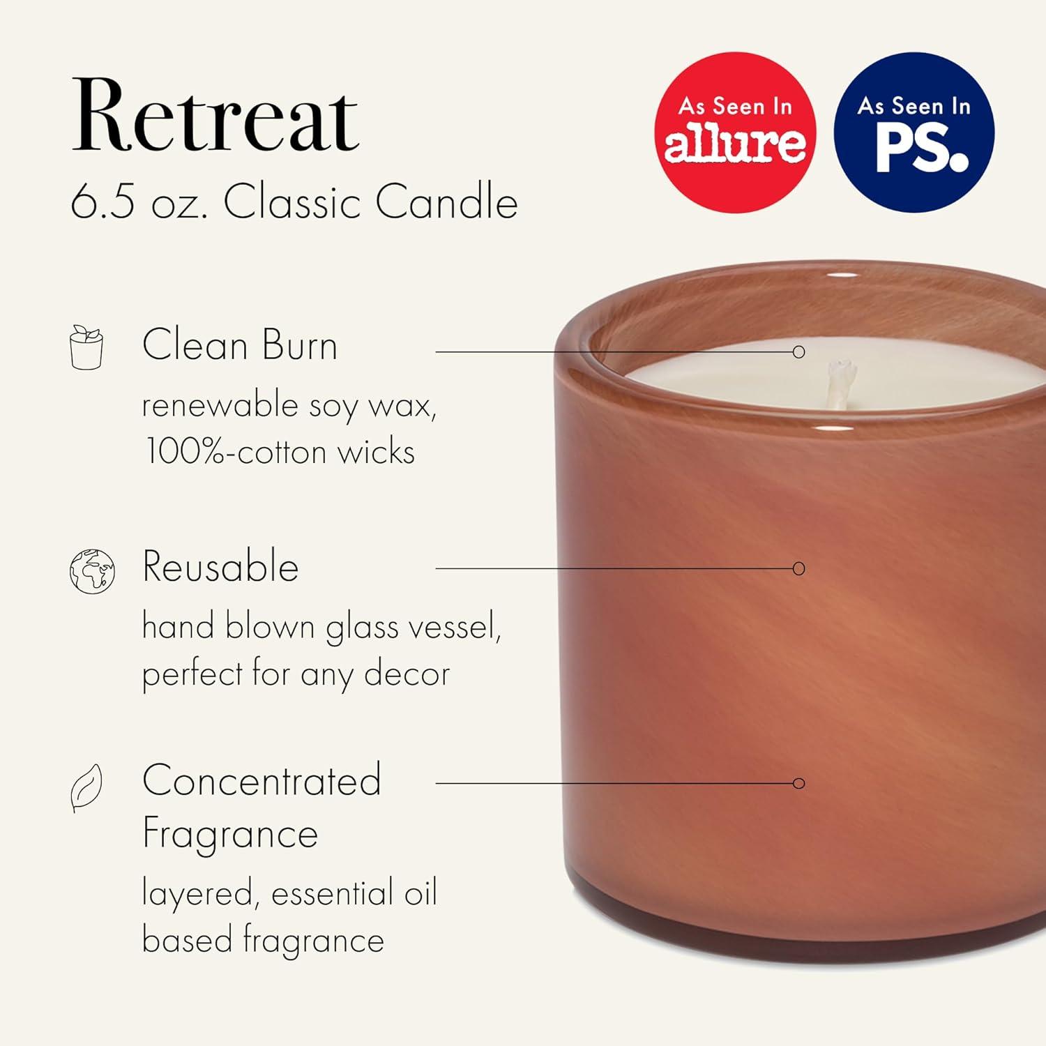 Retreat Sanctuary 15.5oz Hand-Blown Glass Soy Candle - Green & Lavender