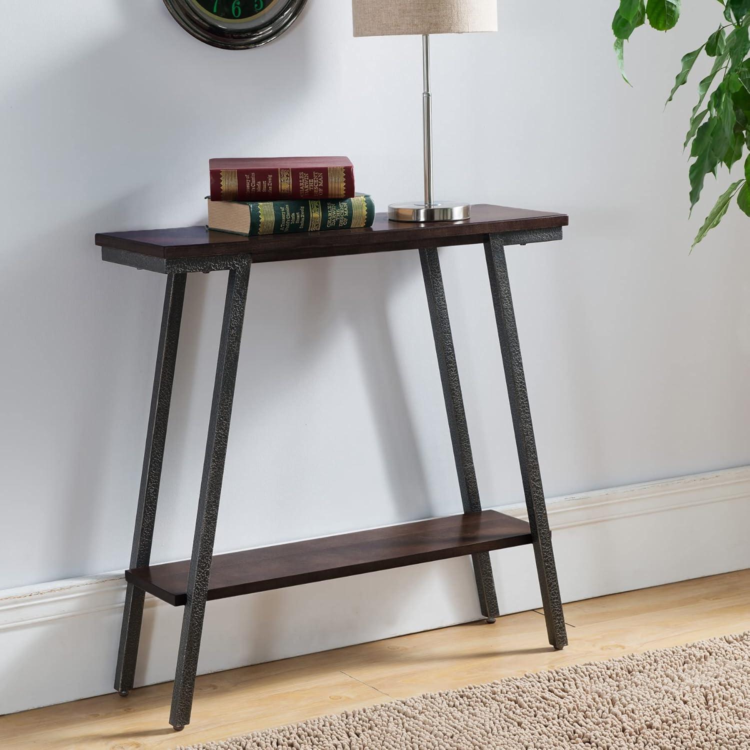 Empiria Modern Industrial Walnut Hall Console with Foundry Bronze Legs