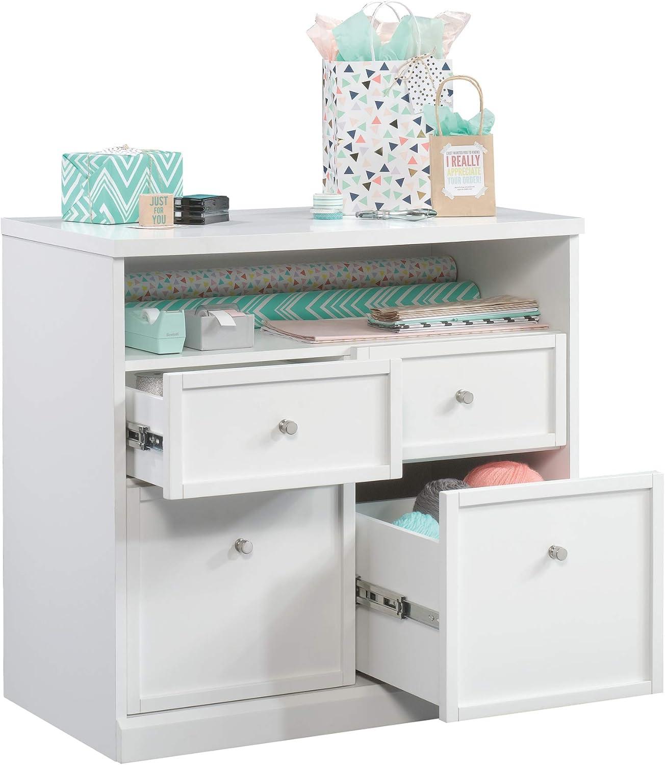 White 4-Drawer Office Storage Cabinet with Adjustable Shelving